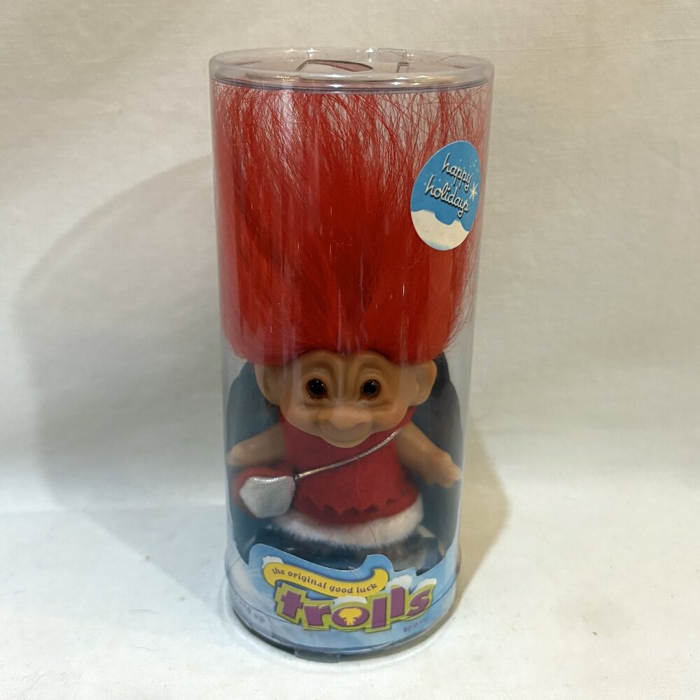 The Original Good Luck Trolls Doll 5" Red Hair Bag Dress 2006 Play Along NIB
